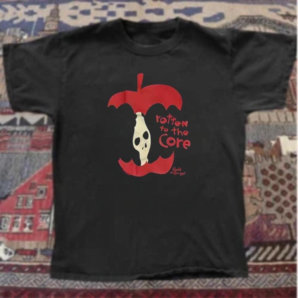 Black Cotton Tee With Red Graphic